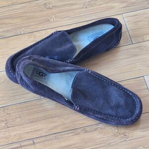 UGG Alder Espresso Suede Loafers Slippers Driving Shoes Espresso Wool Lined 10